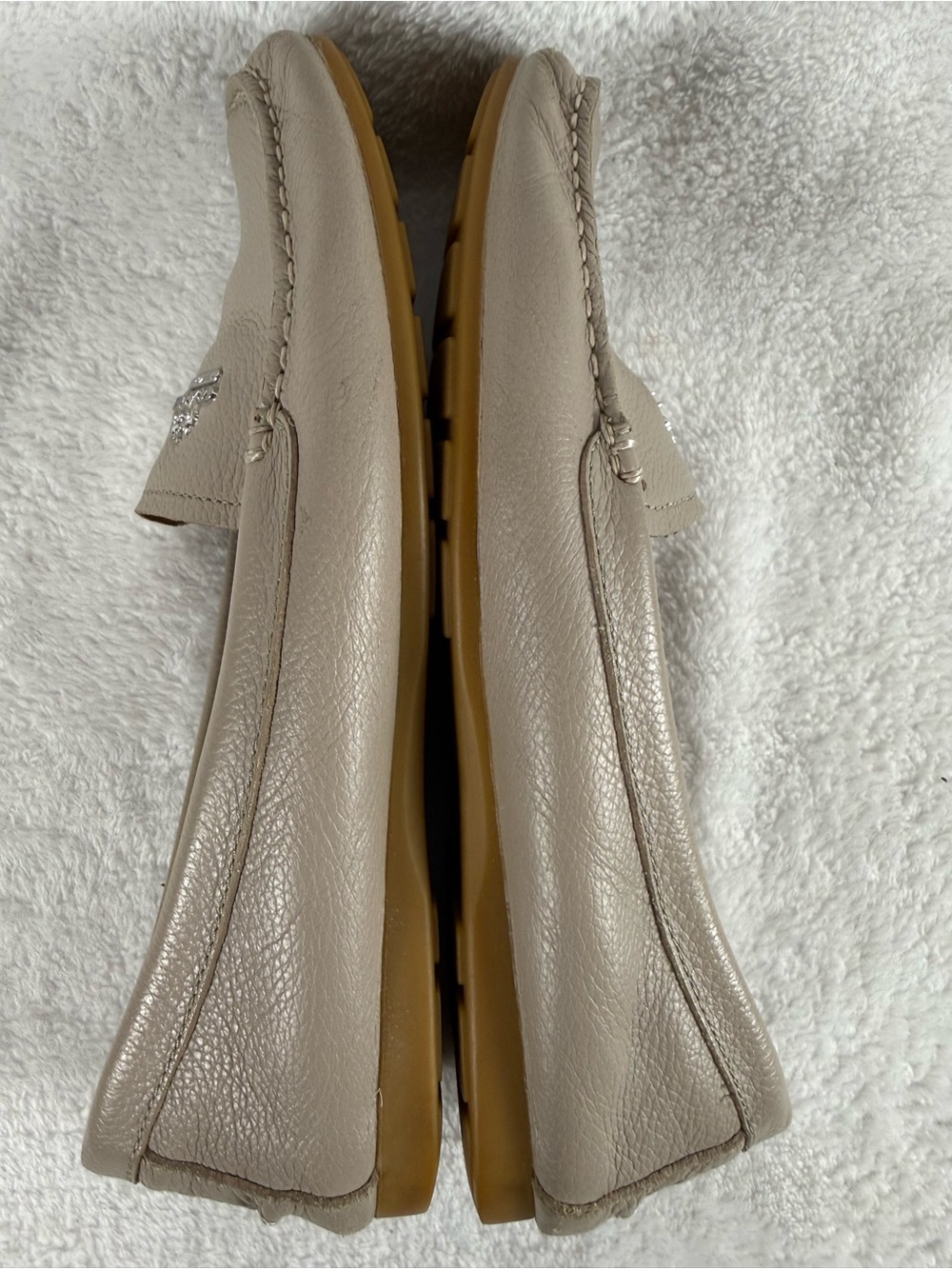 Coach Taupe Pebbled Leather Moccasin Loafers - Size 9M - Picture 4 of 6
